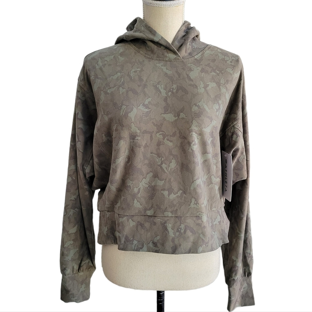 ATHLETA Farallon Printed Cropped‎ Hooded Sweatshirt